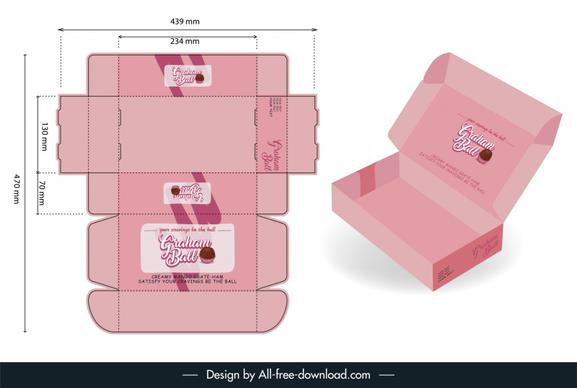 packaging for graham ball templates elegant pink flat 3d outline 