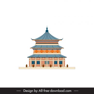 pagoda sign icon retro oriental decor