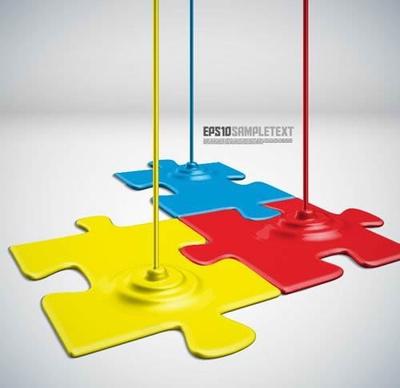 puzzle joints background colored paint drip modern 3d sketch