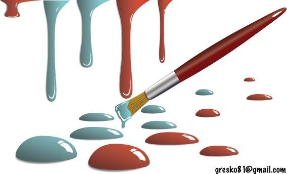 paint drops and brush vector illustration