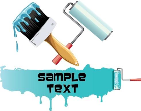 painting work background roller brush grunge paint icons