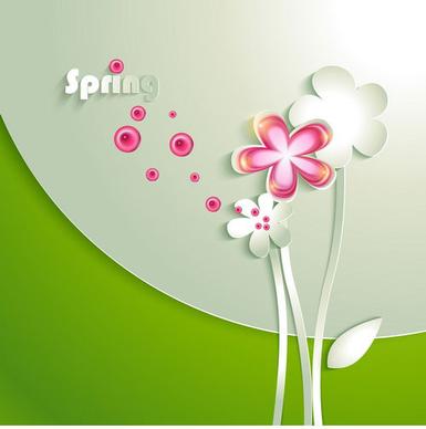 painted cartoon flowers green background
