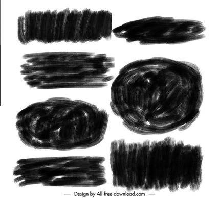 painter brushes design elements flat black geometric shapes outline 