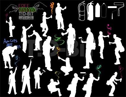 painting figures silhouette vector