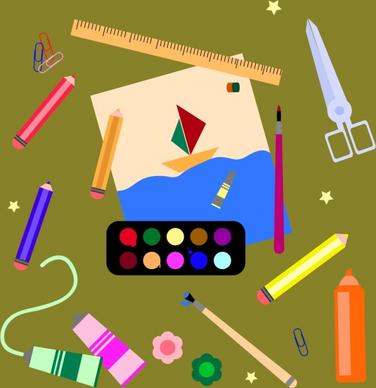 painting work tools icons collection