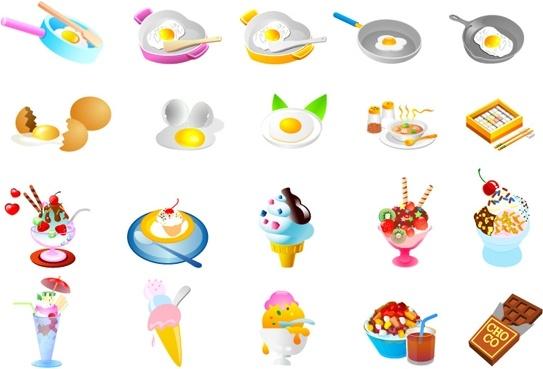 pan fried eggs and ice cream vector