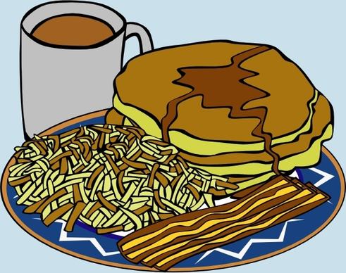 Pancake And Syrup Coffee Bacon Hashbrown clip art