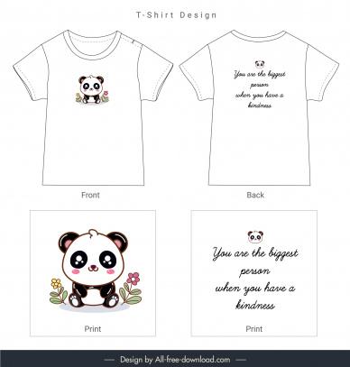  panda t shirt template cute flat cartoon