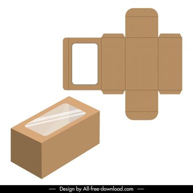 paper box packaging template flat die cut symmetric shape 3d transparent box sketch