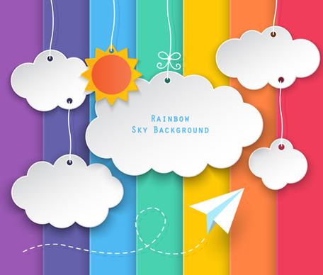paper cloud birthday cards vector set
