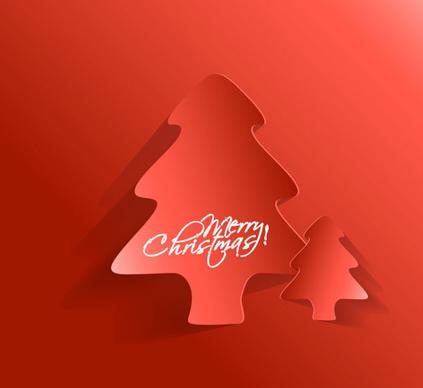 paper cut christmas tree design vector