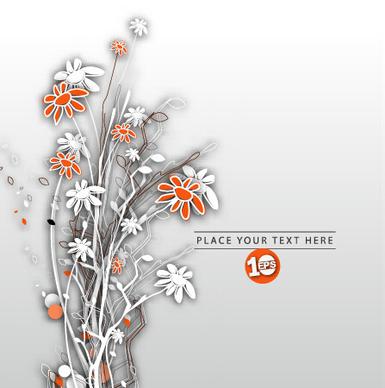 paper flowers background design vector