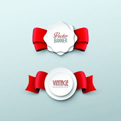 paper labels and red ribbon vector
