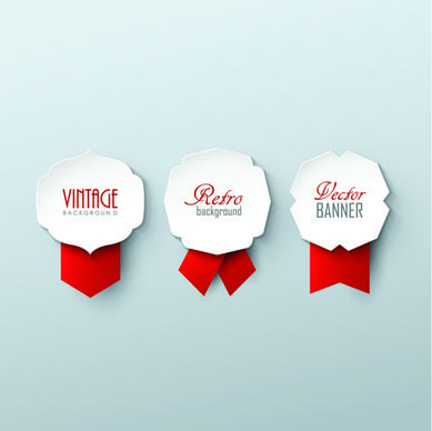 paper labels and red ribbon vector