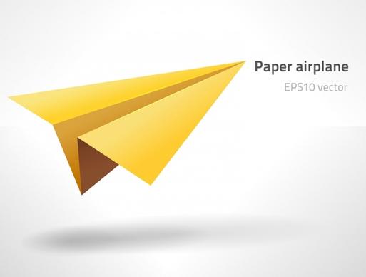 paper airplane icon yellow modern 3d sketch