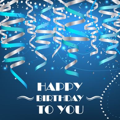 paper tapes with confetti happy birthday background vector