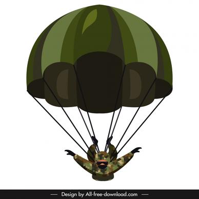 parachute trooper icon dynamic cartoon desgin