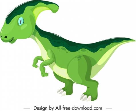 parasaurolophus dinosaur icon green sketch cartoon character