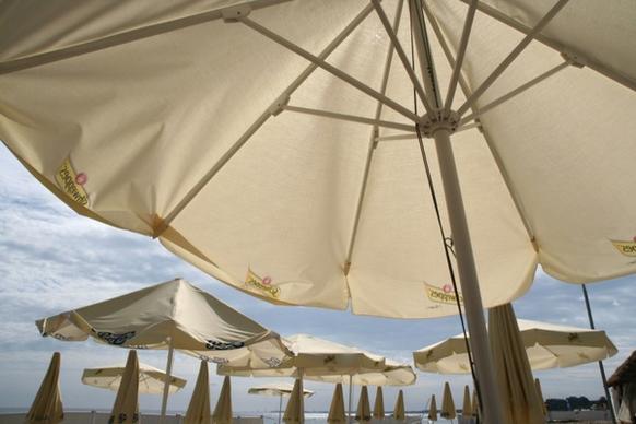 parasols beach baltic sea