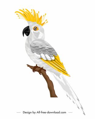parrot bird icon white decor perching sketch