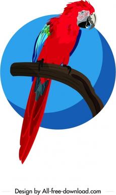 parrot icon painting dark red blue sketch