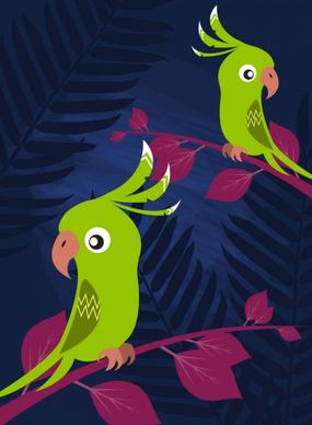 parrots background colored cartoon design