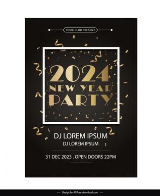 party 2024 poster template dark dynamic confetti 
