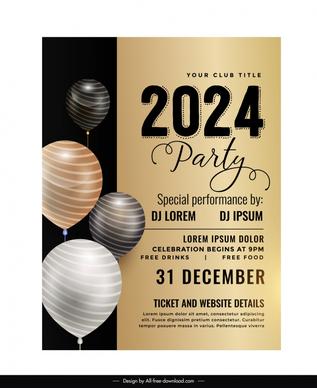 party 2024 poster template modern elegant balloon
