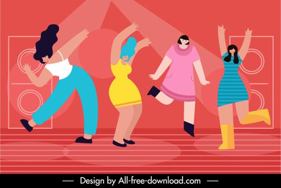party dance background motion sketch colorful cartoon sketch