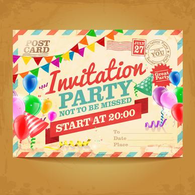 party invitation postcards vector