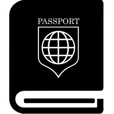 passport sign icon flat contrast black white outline 