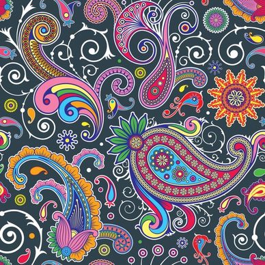 abstract pattern colorful flat classical curves design