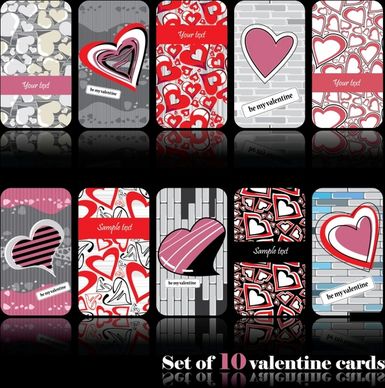 valentine card templates flat handdrawn hearts decor