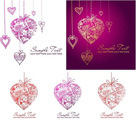 pattern composed of vector heartshaped pendant