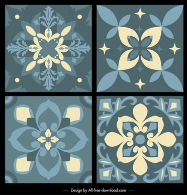 pattern design elements classical petals sketch flat symmetric