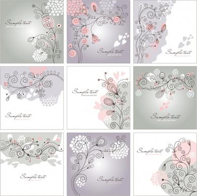floral background templates elegant flat handdrawn sketch