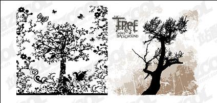 Patterns and silhouettes of trees vector material