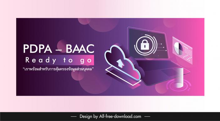 pdpa baac ready to go banner template 3d cloud screen business elements sketch