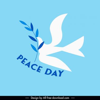 peace day poster template dove silhouette leaves sketch