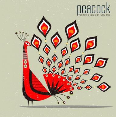 peacock background grunge classical flat design