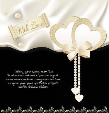 pearl jewelry with heart ornate card vector