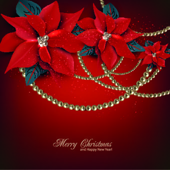 pearls and flowers christmas vector background