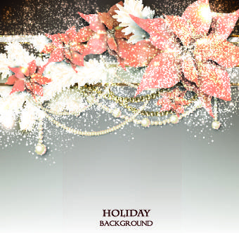 pearls with flowers holiday background vector