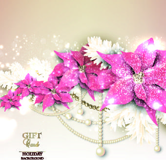 pearls with flowers holiday background vector