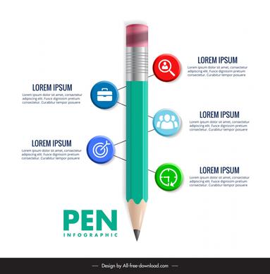 pen infographic template modern shiny vertical pencil user interface