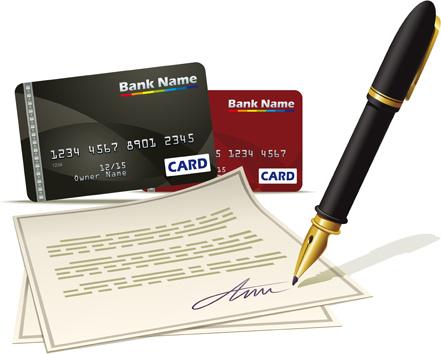 pen with credit card creative vector