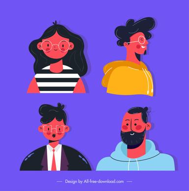 people avatars icons colorful classic sketch
