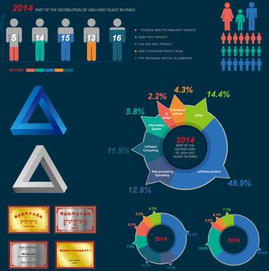 people dark blue infographics vector