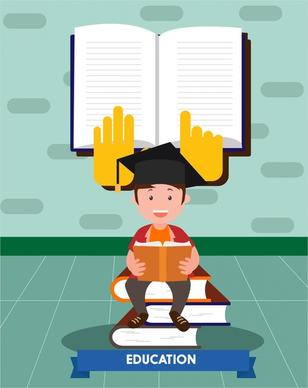 people education concept design boy and books style
