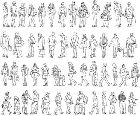 people outline silhouettes vector